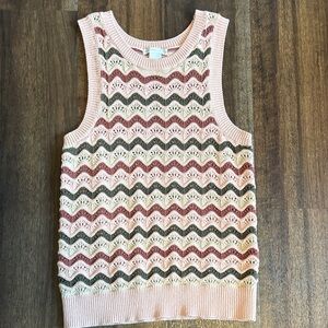 Design History Zigzag Tank Top in Pink, Olive & Cream